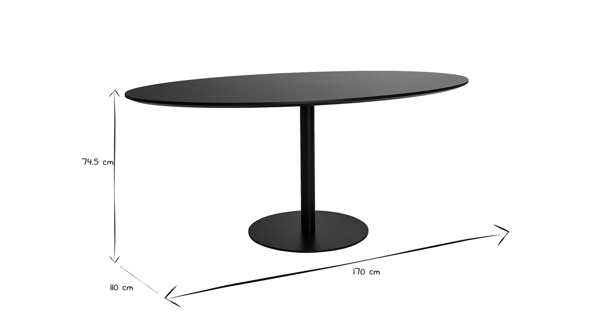 Mesa de comedor ovalada de diseo negra 170 cm HALIA