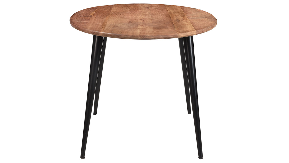 Mesa de comedor ovalada de madera de acacia maciza y metal 160cm OBALI