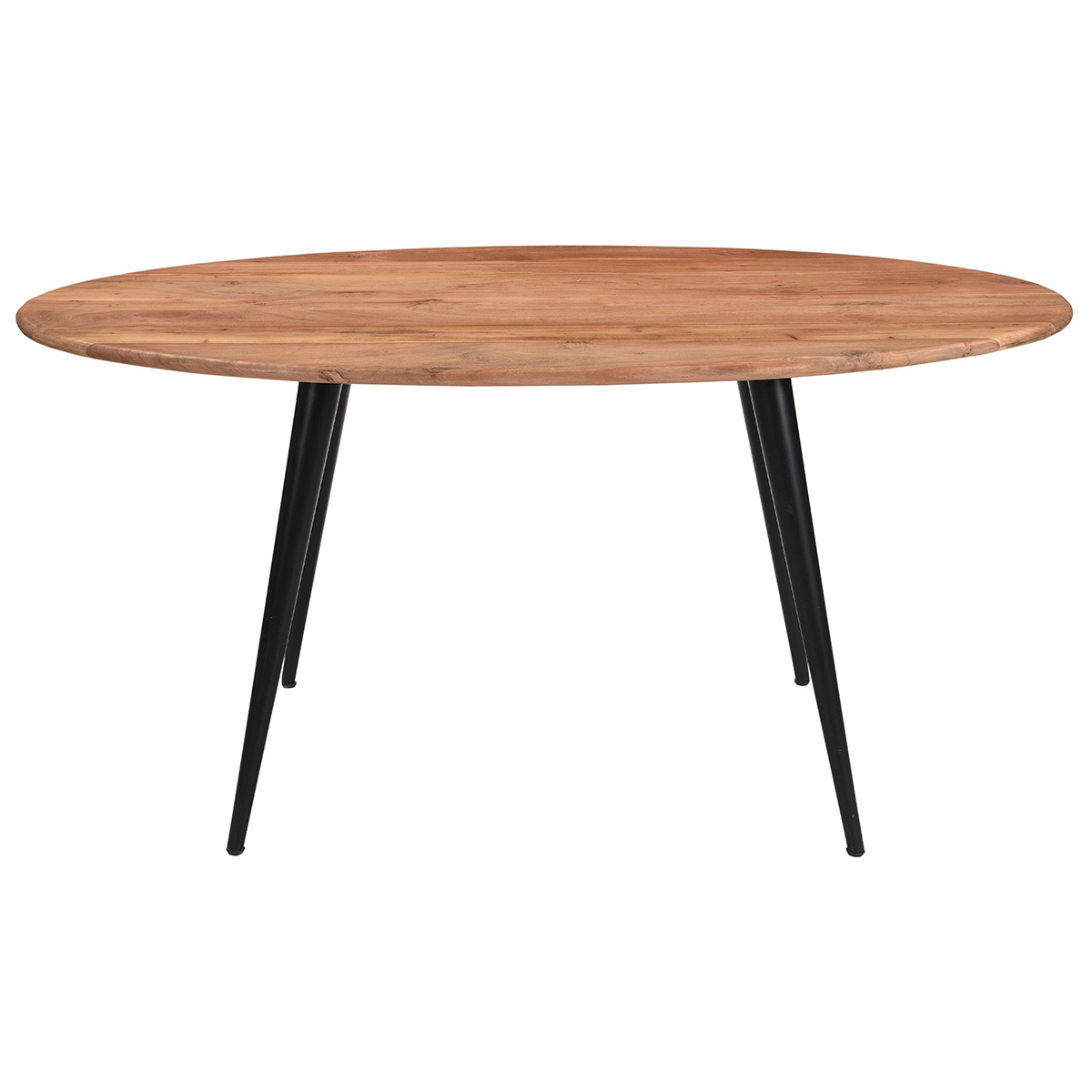 Mesa de comedor ovalada de madera de acacia maciza y metal 160 cm OBALI