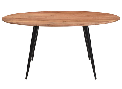 Mesa de comedor ovalada de madera de acacia maciza y metal 160 cm OBALI