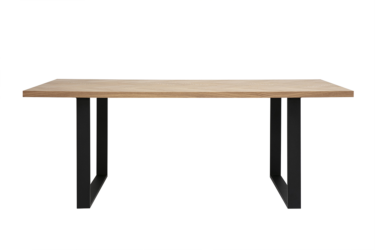 Mesa de comedor rectangular acabado roble y metal negro L200 cm MAGDA