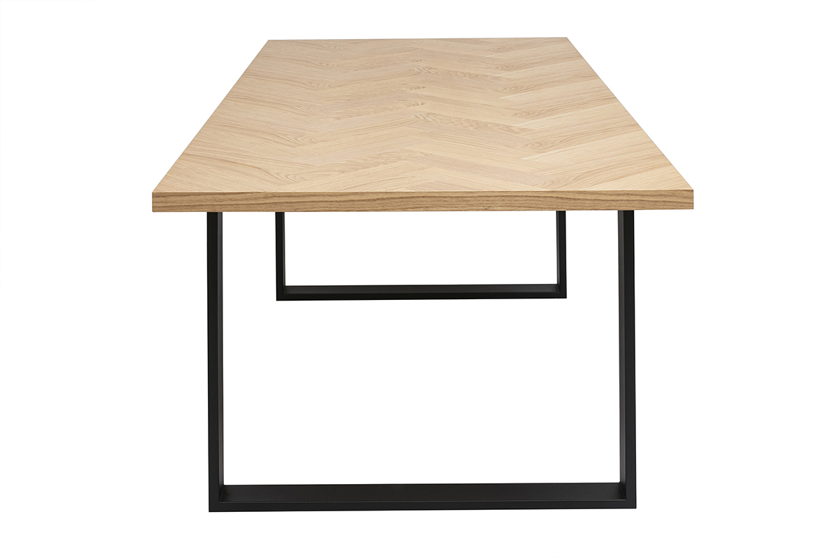 Mesa de comedor rectangular acabado roble y metal negro L200 cm MAGDA