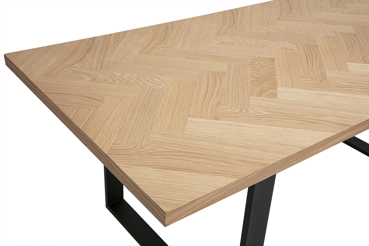 Mesa de comedor rectangular acabado roble y metal negro L200 cm MAGDA