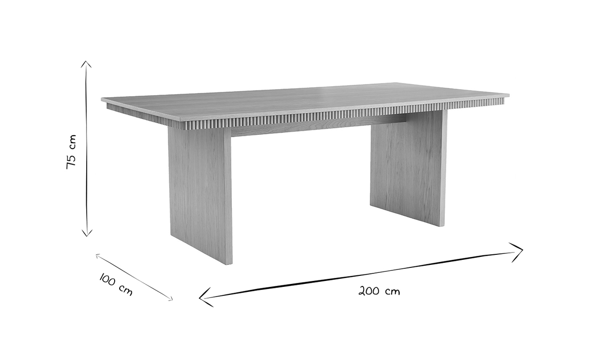 Mesa de comedor rectangular de madera de roble claro 200 cm EVASION