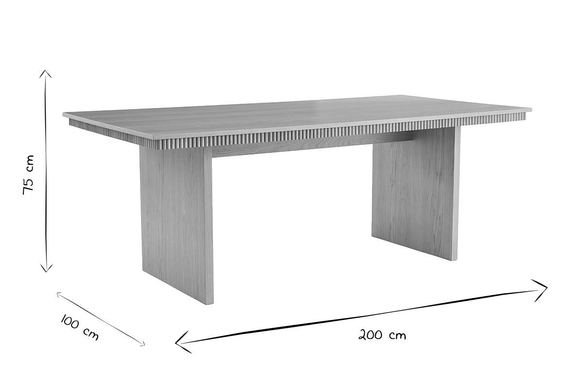 Mesa de comedor rectangular de madera de roble claro 200 cm EVASION