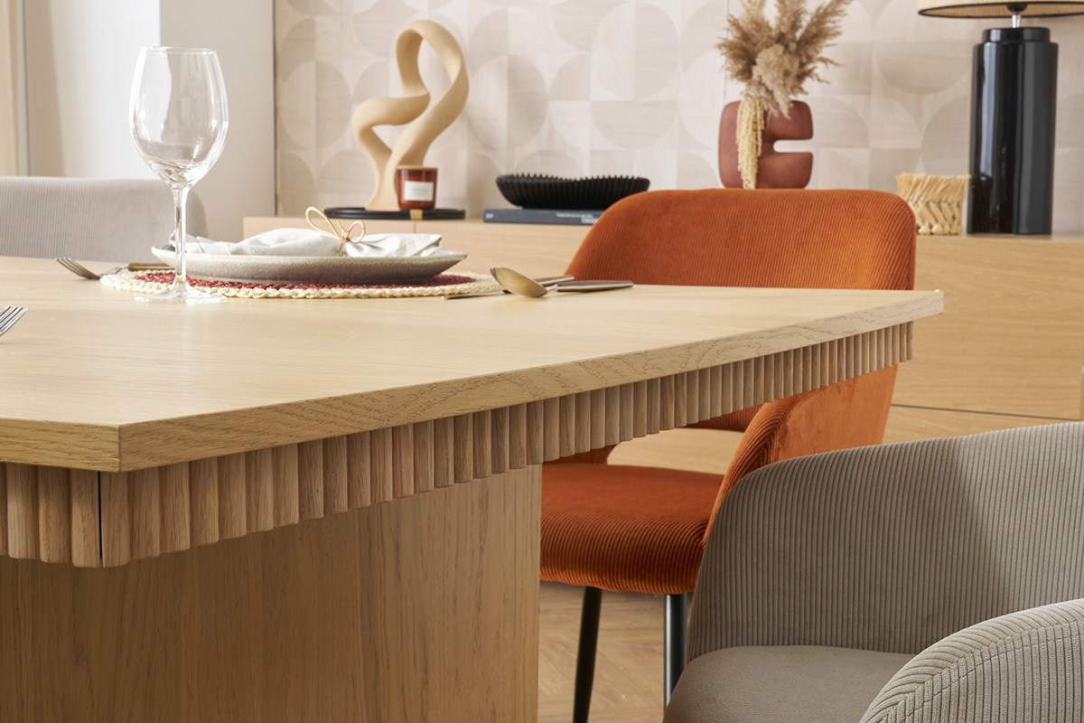 Mesa de comedor rectangular de madera de roble claro 200 cm EVASION
