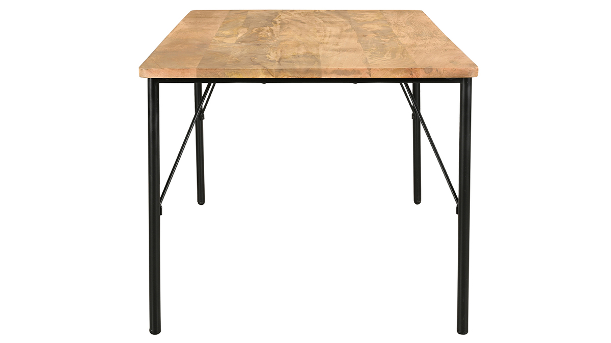 Mesa de comedor rectangular de madera maciza de mango y metal negro 180 cm JUDE