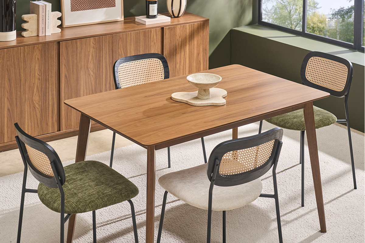 Mesa de comedor rectangular de madera oscura nogal L120 cm ELION