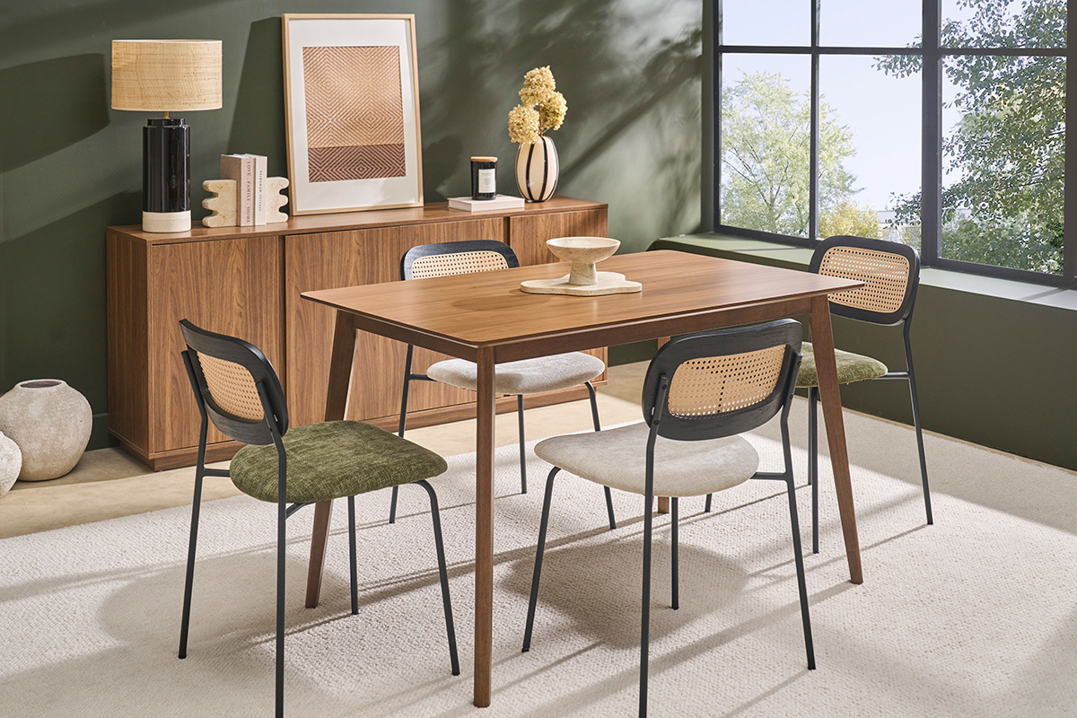 Mesa de comedor rectangular de madera oscura nogal L120 cm ELION