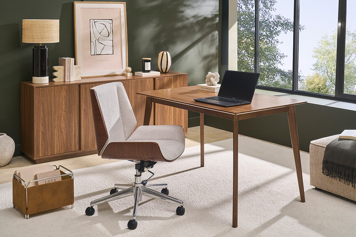 Mesa de comedor rectangular de madera oscura nogal L120 cm ELION