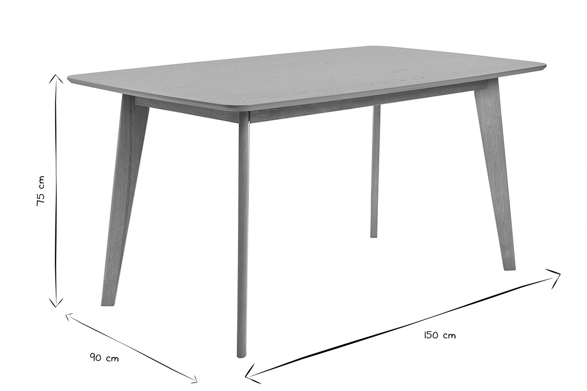 Mesa de comedor rectangular escandinava de madera clara roble L150 cm LEENA