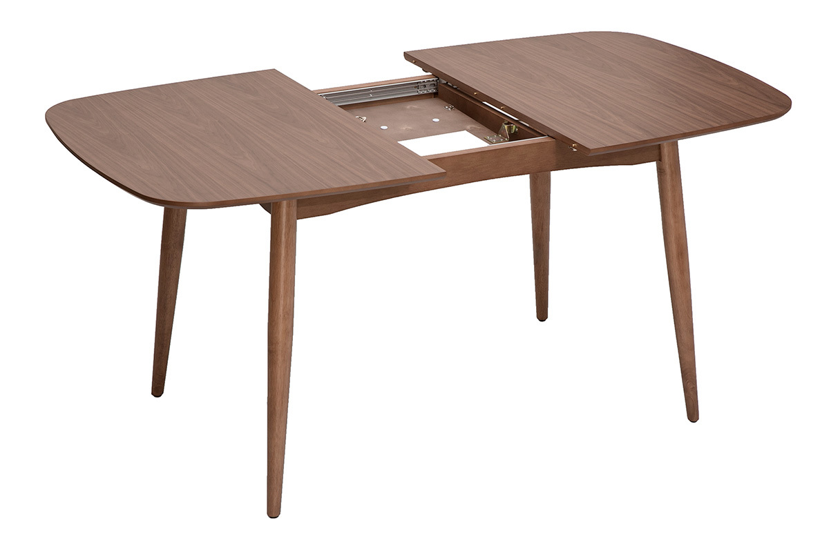 Mesa de comedor rectangular extensible de madera oscura nogal L130-160 cm HELMA