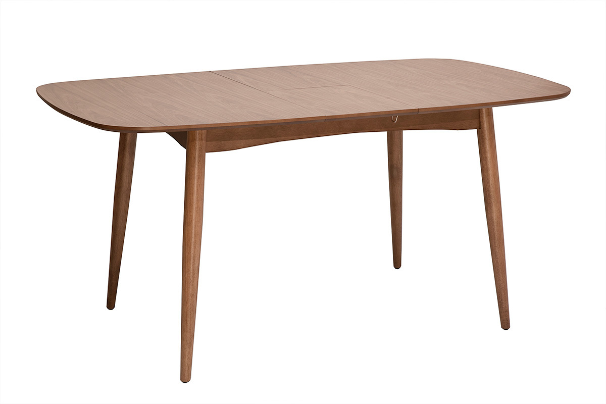 Mesa de comedor rectangular extensible de madera oscura nogal L130-160 cm HELMA