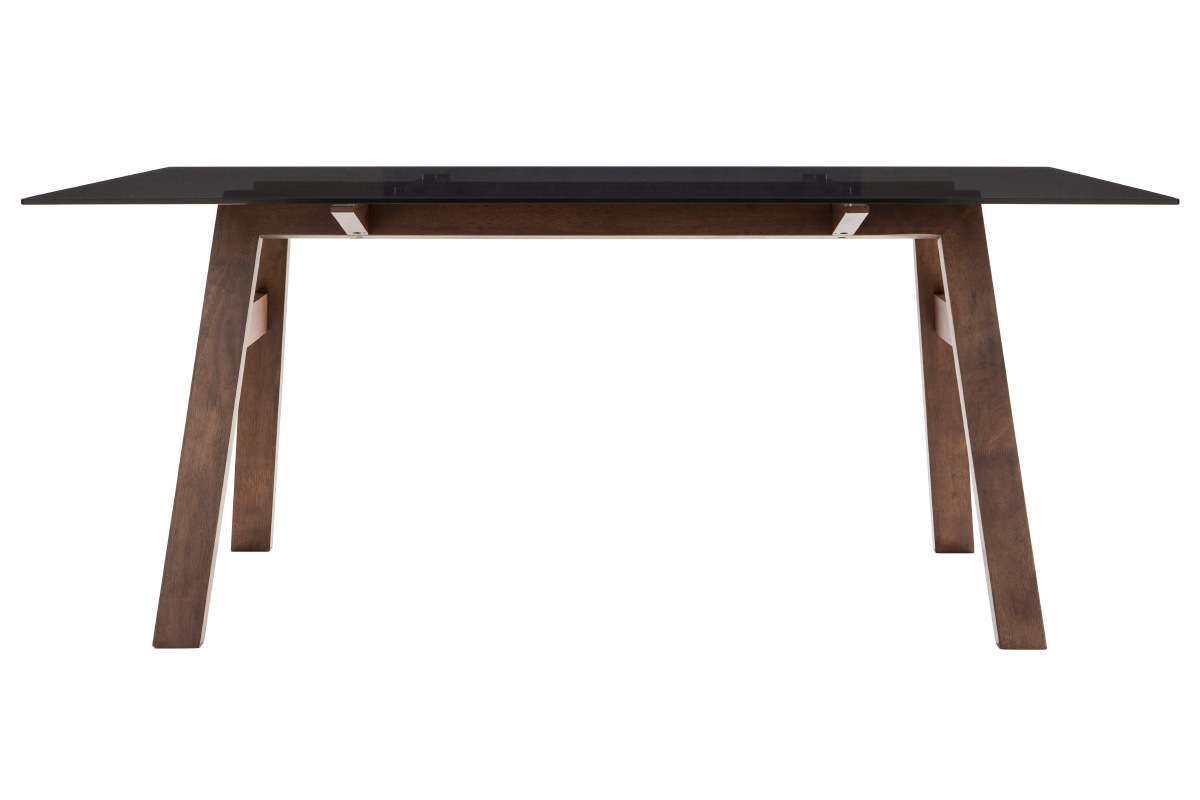 Mesa de comedor rectangular tablero cristal ahumado negro 180cm BACCO
