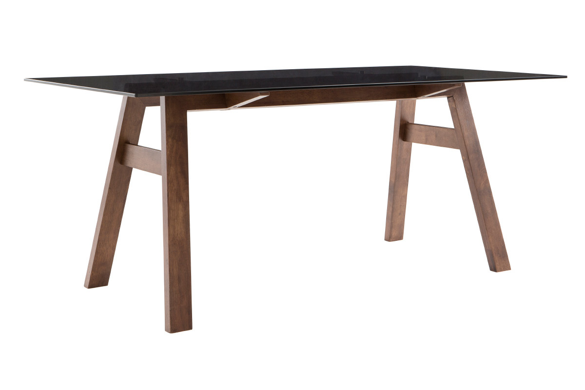 Mesa de comedor rectangular tablero cristal ahumado negro 180cm BACCO