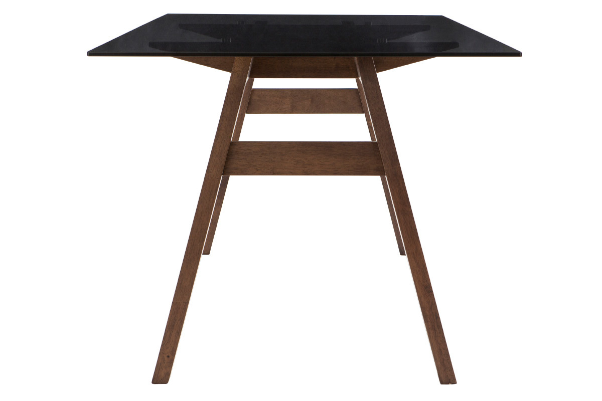 Mesa de comedor rectangular tablero cristal ahumado negro 180cm BACCO