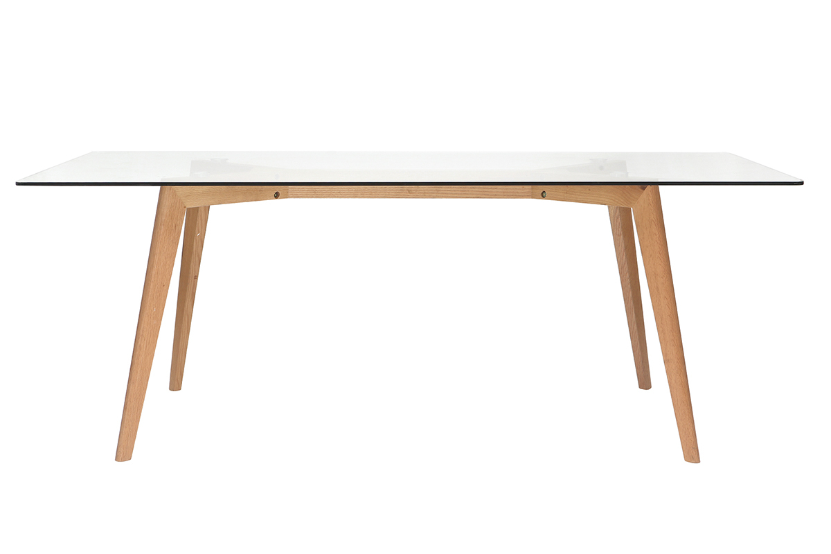 Mesa de comedor rectangular tablero cristal L200 DAVOS