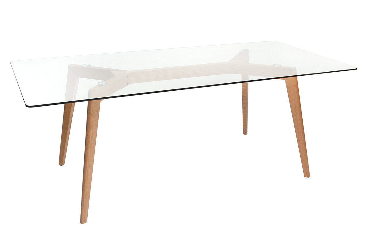 Mesa de comedor rectangular tablero cristal L200 DAVOS