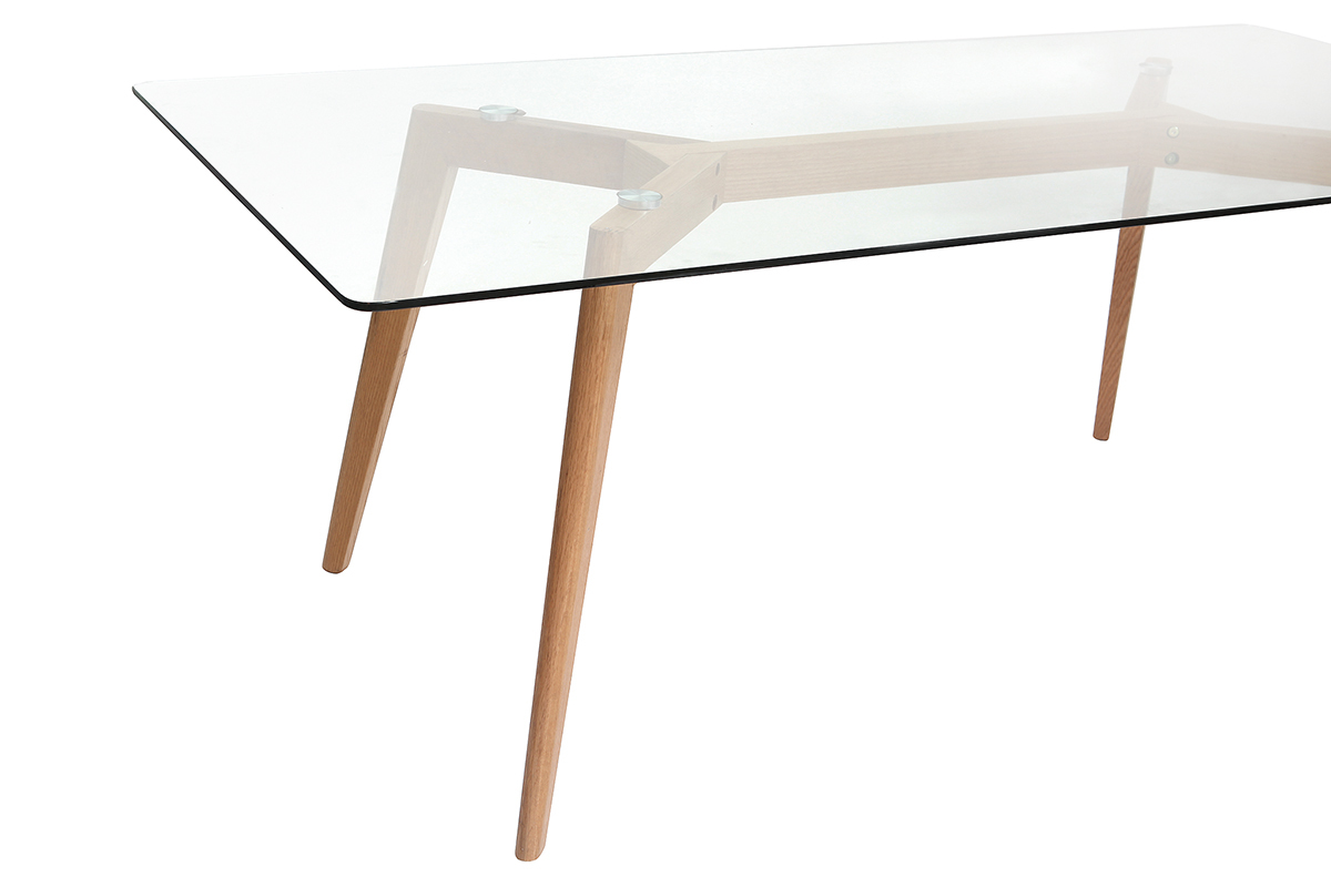 Mesa de comedor rectangular tablero cristal L200 DAVOS