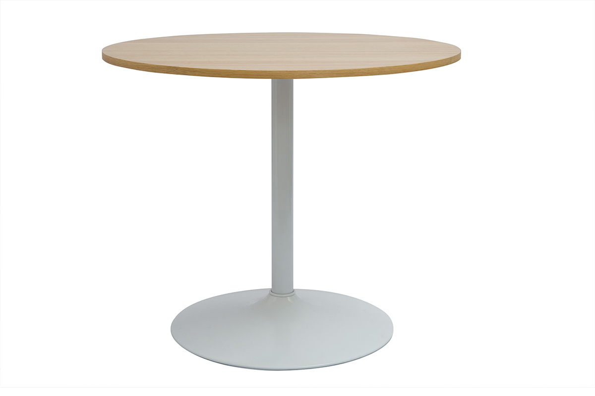 Mesa de comedor redonda de diseo acabado en roble blanco D90 cm CALISTA