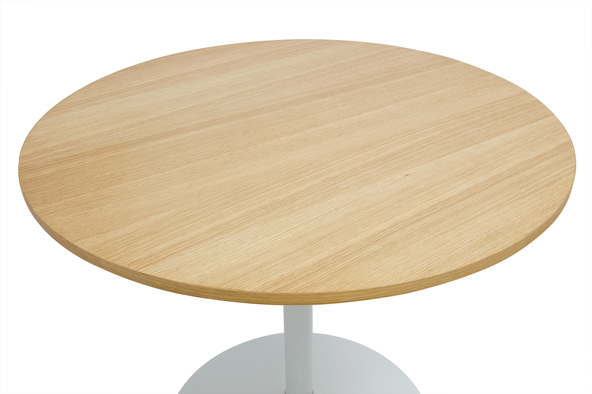 Mesa de comedor redonda de diseo acabado en roble blanco D90 cm CALISTA