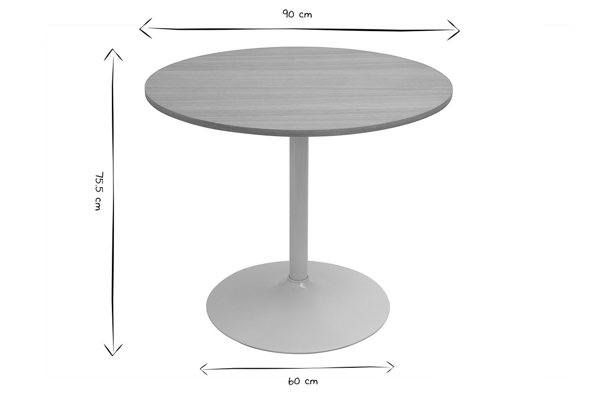 Mesa de comedor redonda de diseo acabado en roble blanco D90 cm CALISTA