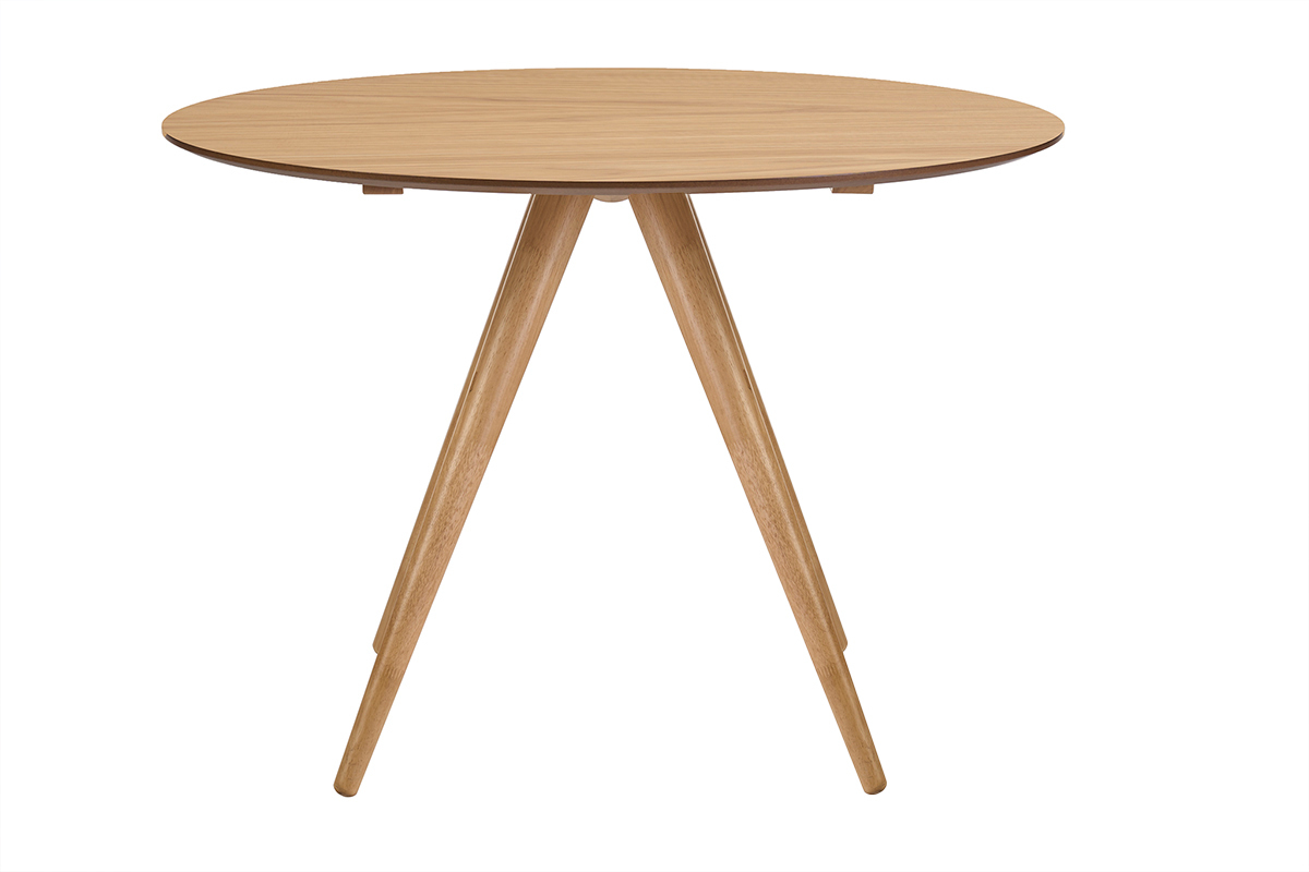 Mesa de comedor redonda de dise�o en madera clara fresno D106 cm WALFORD