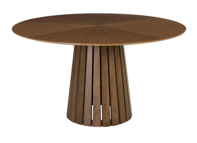 Mesa de comedor redonda de madera oscura nogal D137 cm DITA