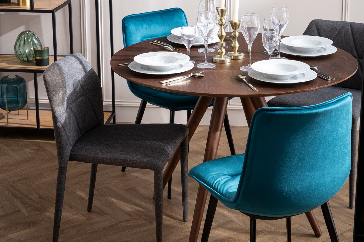 Mesa de comedor redonda diseo nogal D106 WALFORD