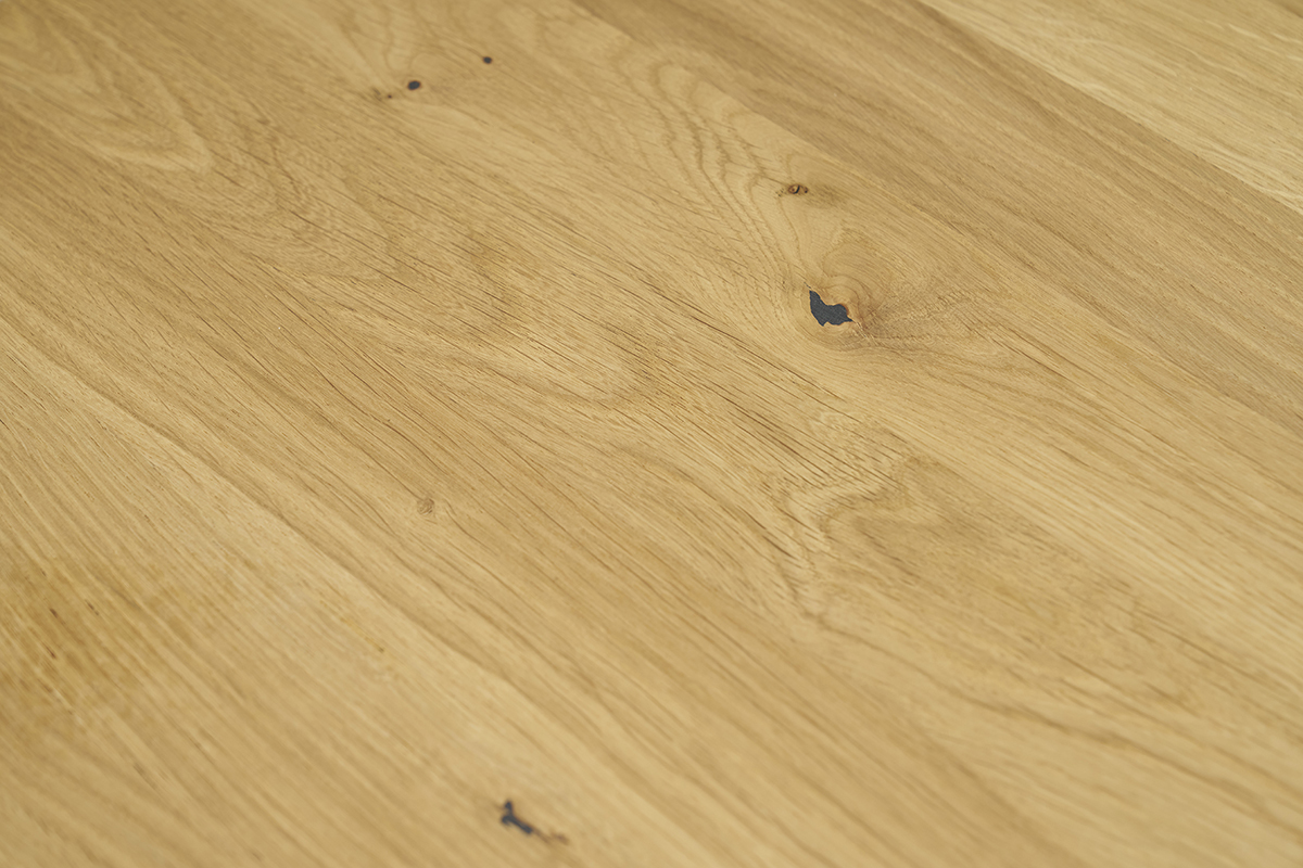 Mesa de comedor redonda en madera de roble claro macizo D90 cm OKSANA