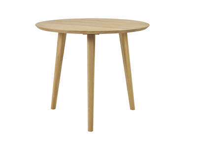 Mesa de comedor redonda en madera de roble claro macizo D90 cm OKSANA