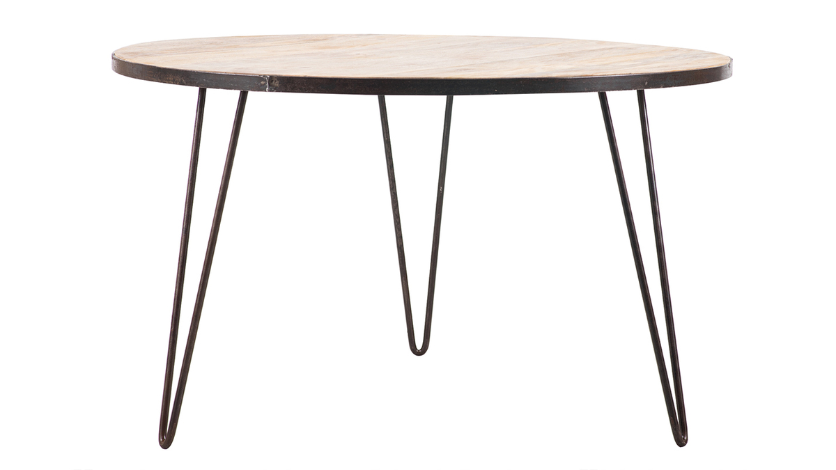 Mesa de comedor redonda industrial madera metal D125 ATELIER