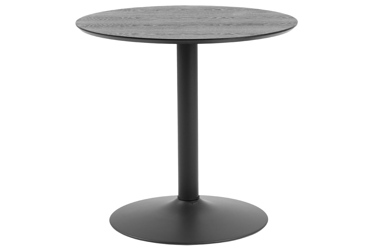 Mesa de comedor redonda madera negra y metal D80 cm KALI