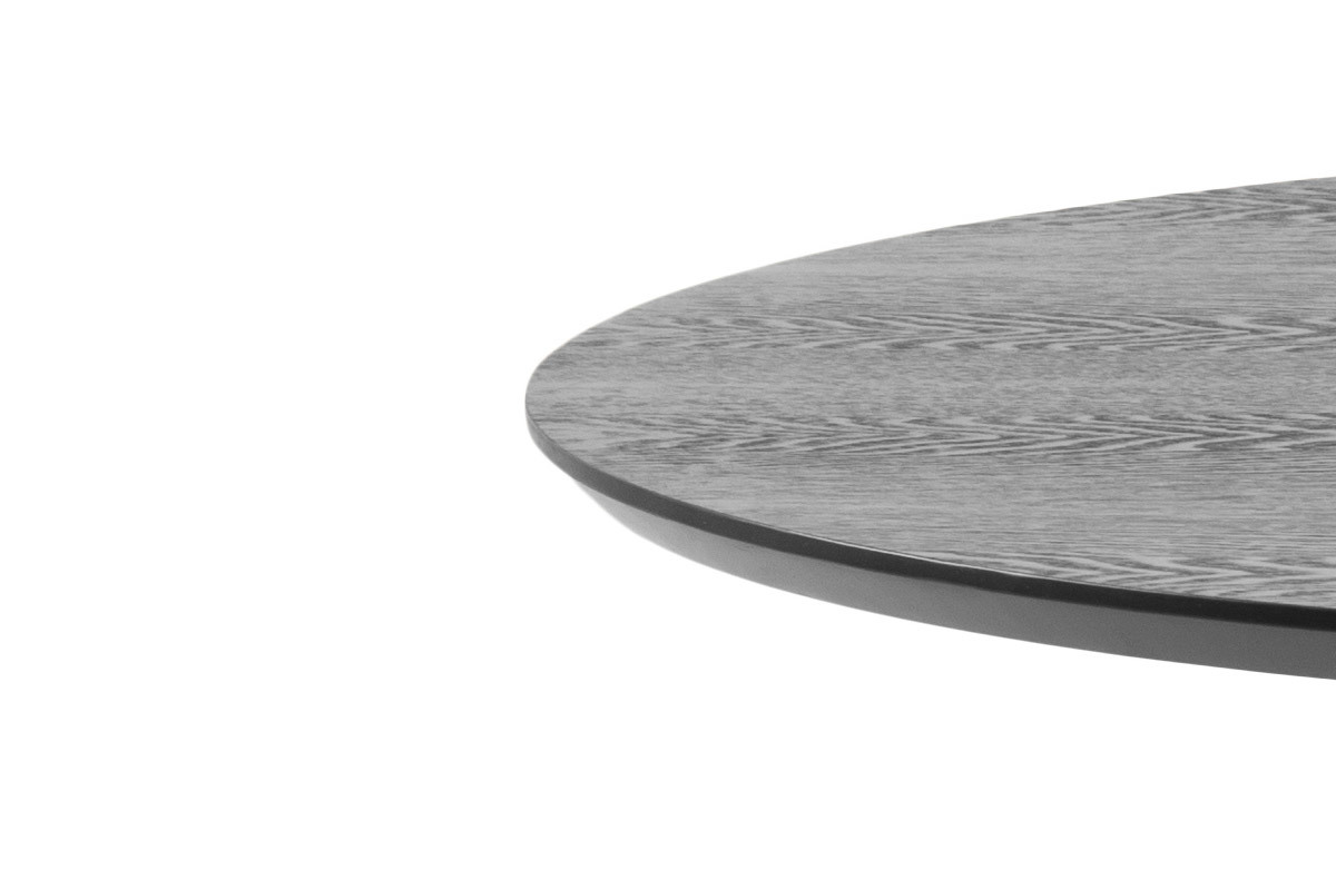 Mesa de comedor redonda madera negra y metal D80 cm KALI