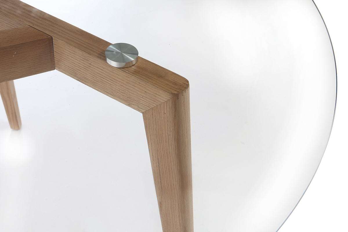 Mesa de comedor redonda tablero cristal D125 DAVOS