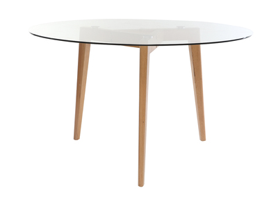 Mesa de comedor redonda tablero cristal DAVOS