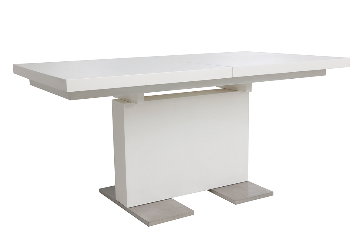 Mesa de diseo extensible lacada blanca L160-220 NEMIA