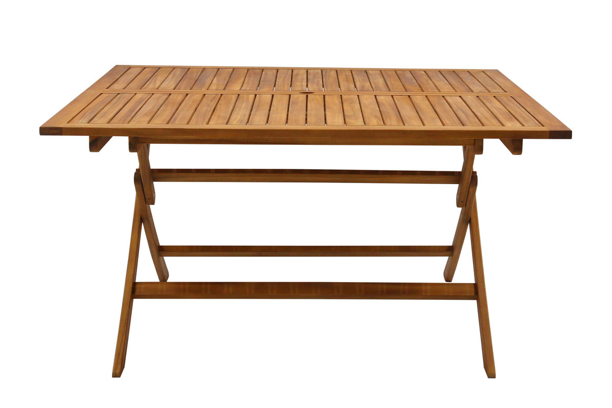 Mesa de jardín cuadrada plegable de madera maciza 140 cm SANTIAGO
