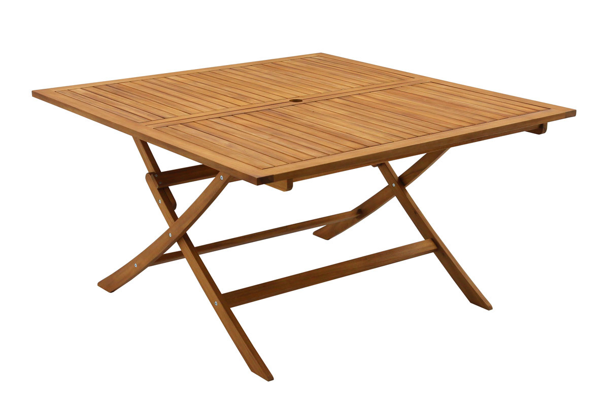 Mesa de jardín cuadrada plegable de madera maciza 140 cm SANTIAGO