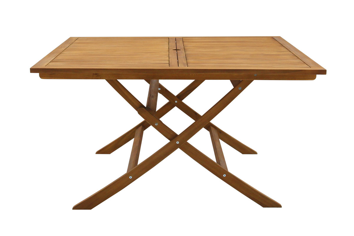 Mesa de jardín cuadrada plegable de madera maciza 140 cm SANTIAGO