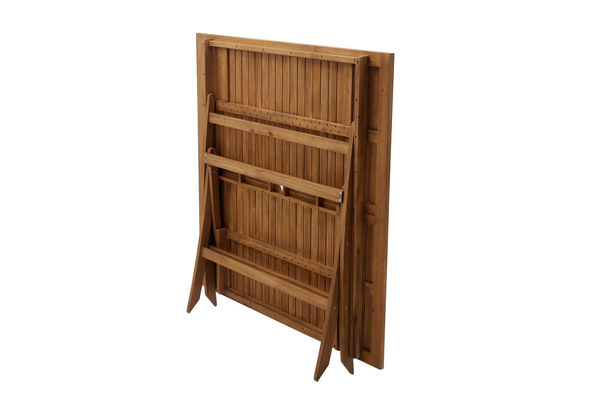 Mesa de jardín cuadrada plegable de madera maciza 140 cm SANTIAGO