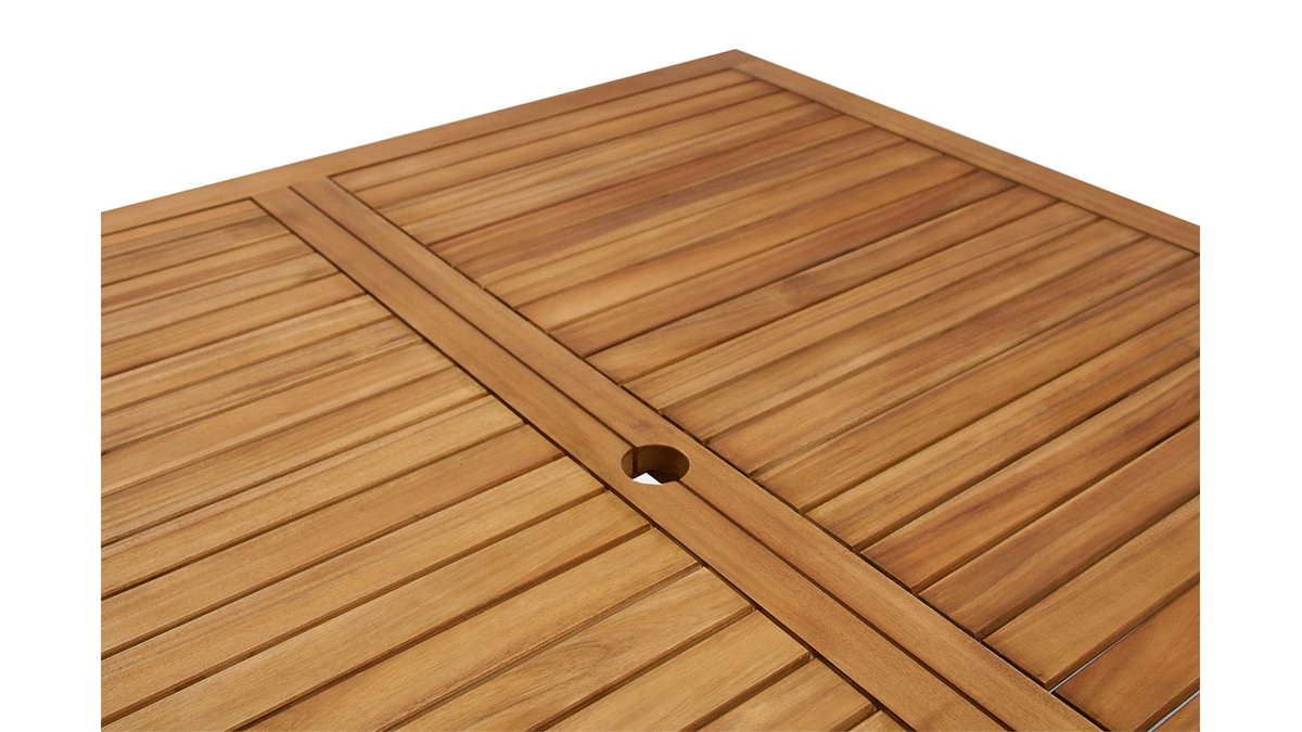 Mesa de jardn cuadrada plegable de madera maciza 140 cm SANTIAGO