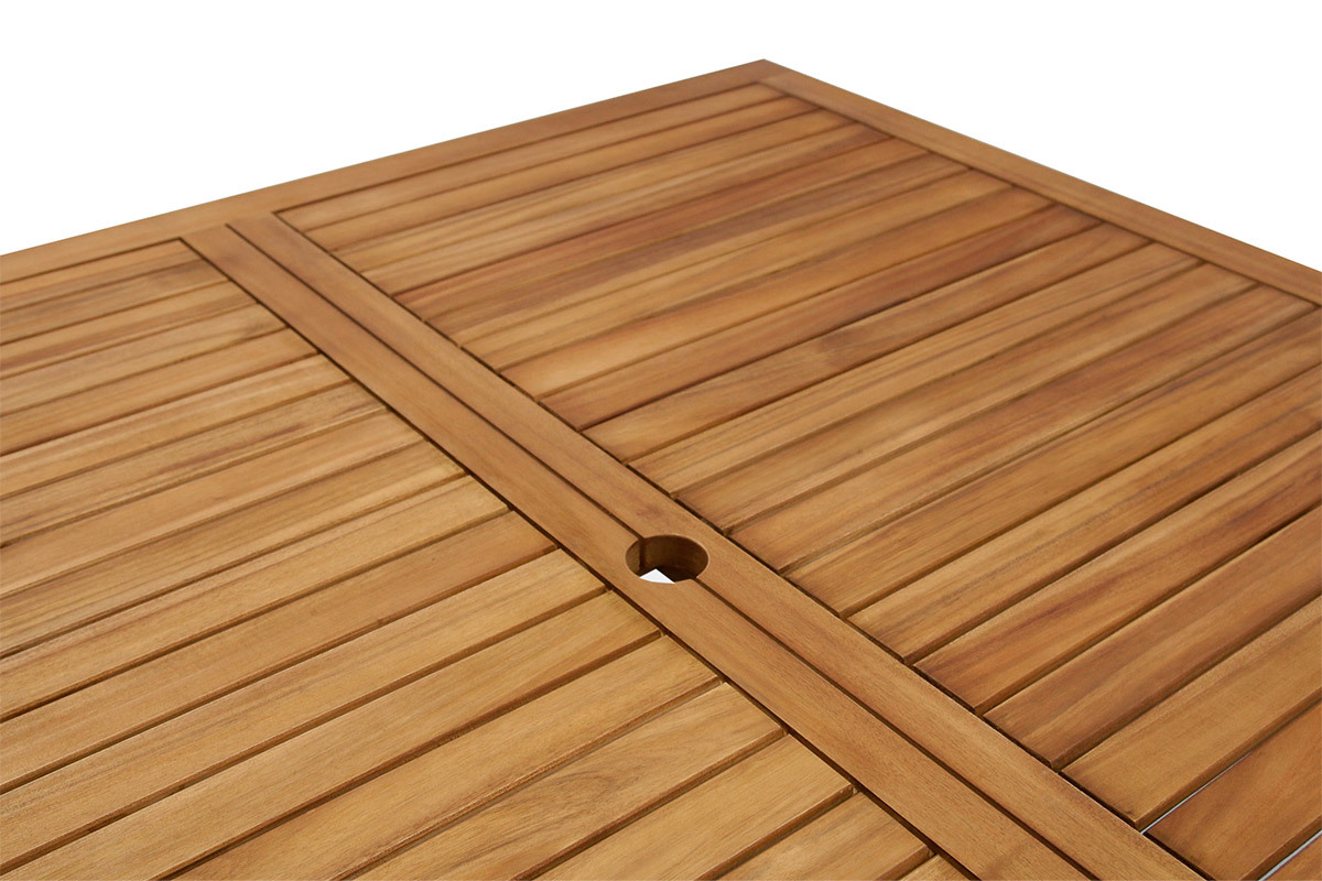 Mesa de jardín cuadrada plegable de madera maciza 140 cm SANTIAGO