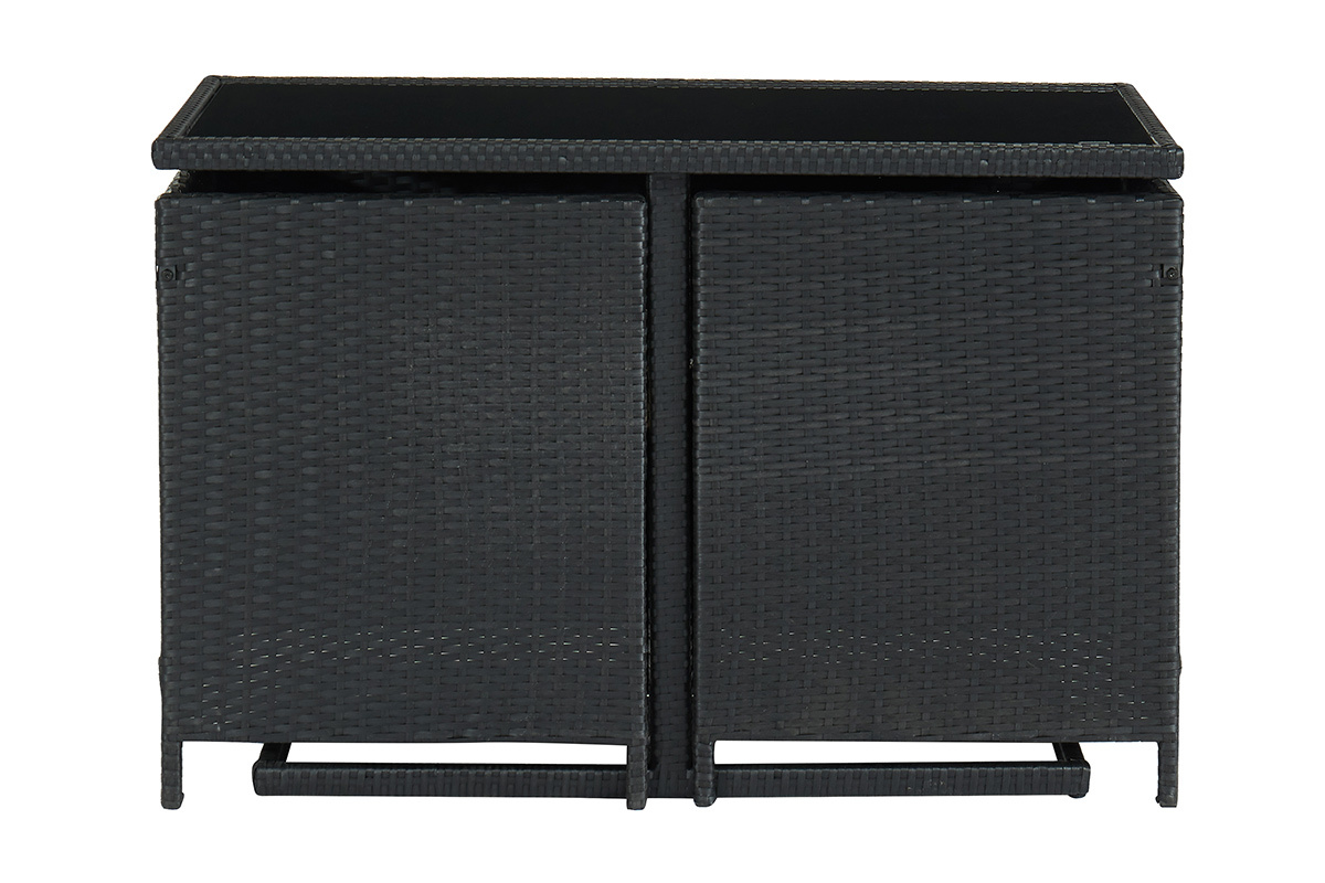 Mesa de jardn en resina trenzada con dos sillones PICCOLO