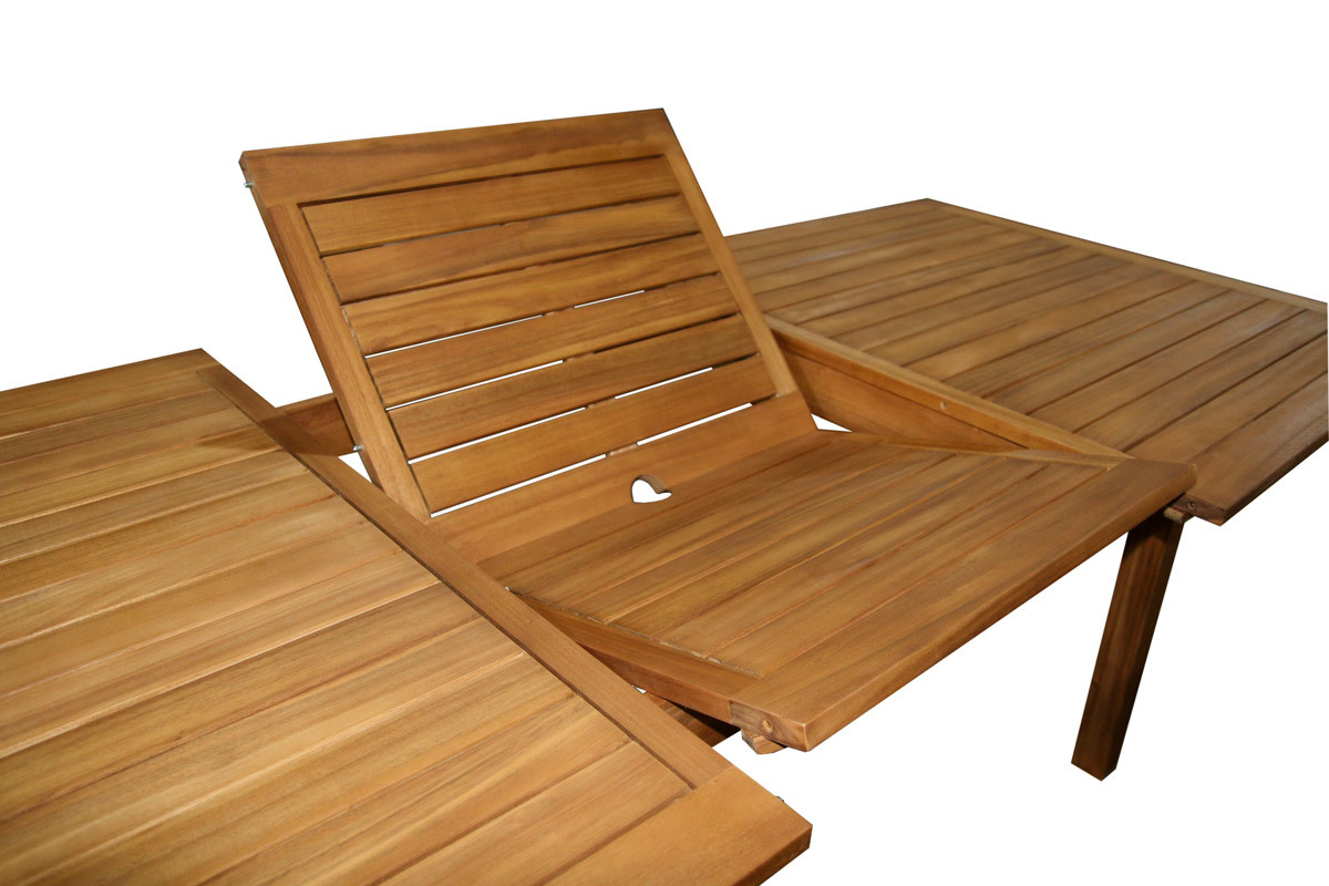 Mesa de jardn extensible de madera maciza 180-240 cm MAYEL