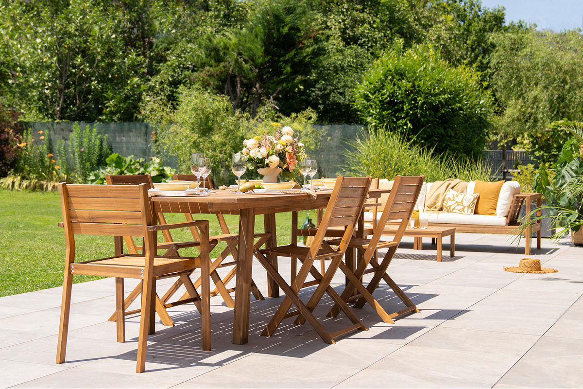 Mesa de jardn extensible de madera maciza 180-240 cm MAYEL