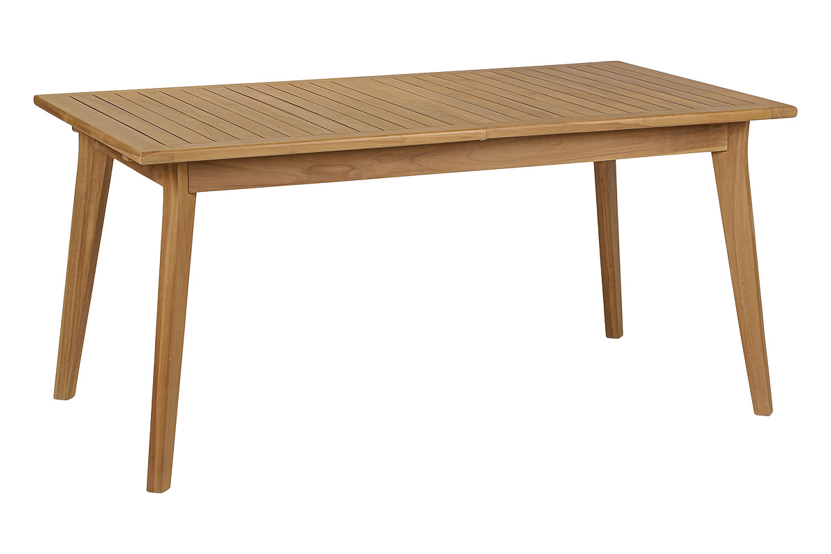 Mesa de jard�n extensible de madera maciza de teca, vista de 3/4, dimensiones L160-210 cm