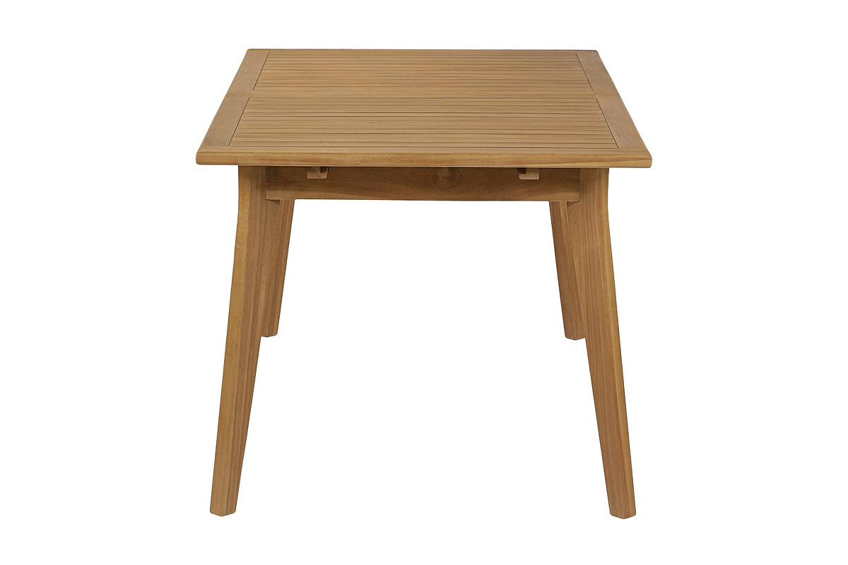 Mesa de jard�n extensible de madera maciza de teca, vista de perfil, dimensiones L160-210 x P90 x H75 cm