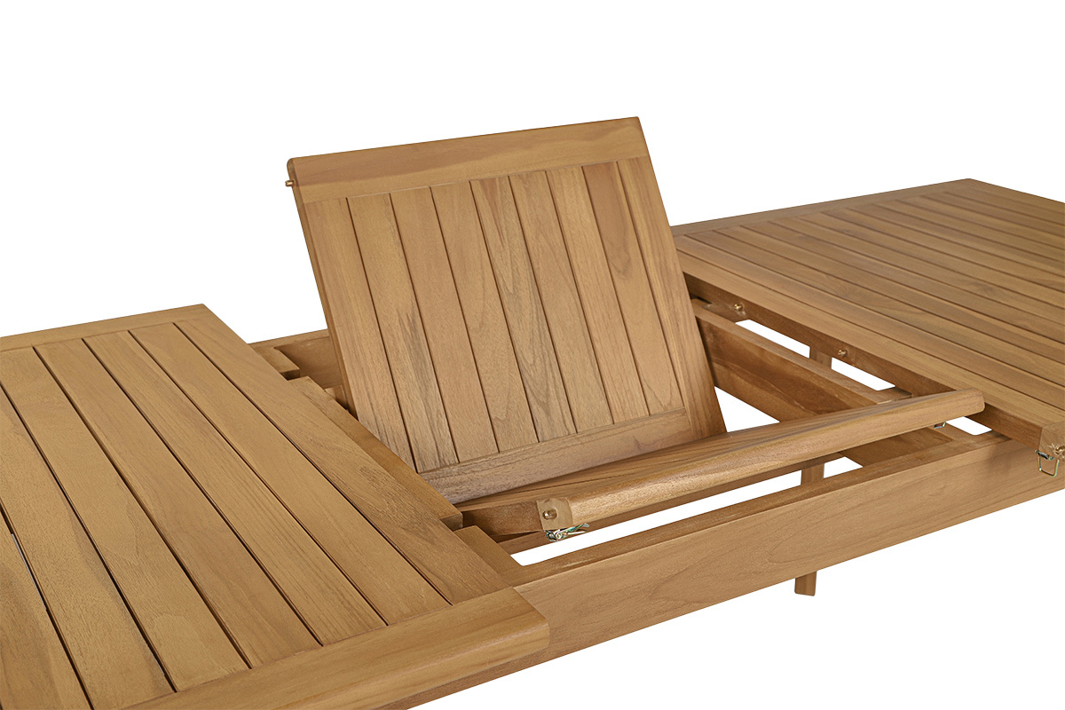 Mesa de jard�n extensible de madera maciza de teca LOMBOK con extensi�n, vista de cerca