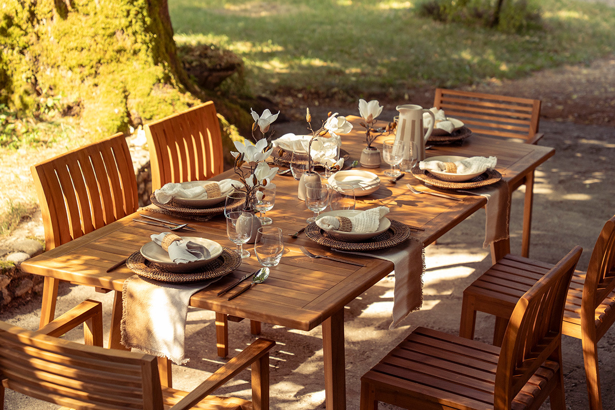 Mesa de jard�n extensible de madera maciza de teca L160-210 cm LOMBOK